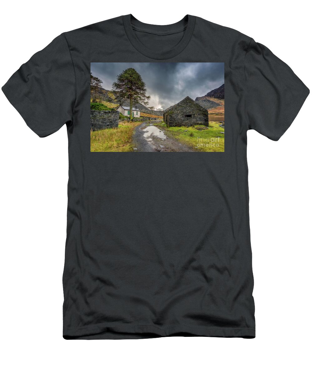 Cwmorthin T-Shirt featuring the photograph Cwmorthin Slate Ruins by Adrian Evans