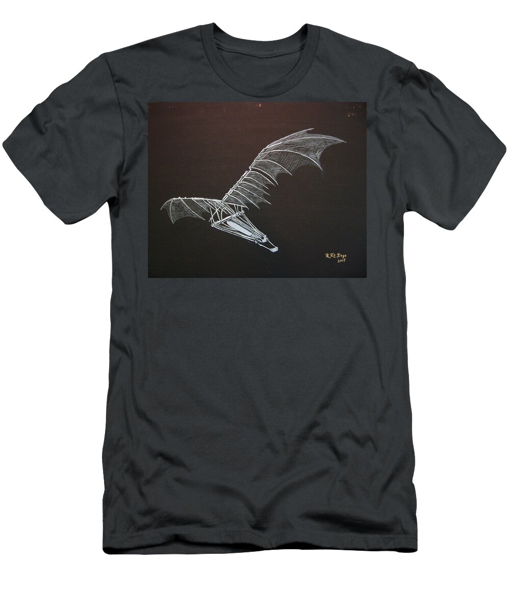 Flying T-Shirt featuring the painting Da Vinci Flying Machine by Richard Le Page