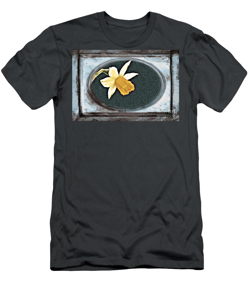 Vintage T-Shirt featuring the photograph Daffodil in Vintage Film Frame by Nina Silver