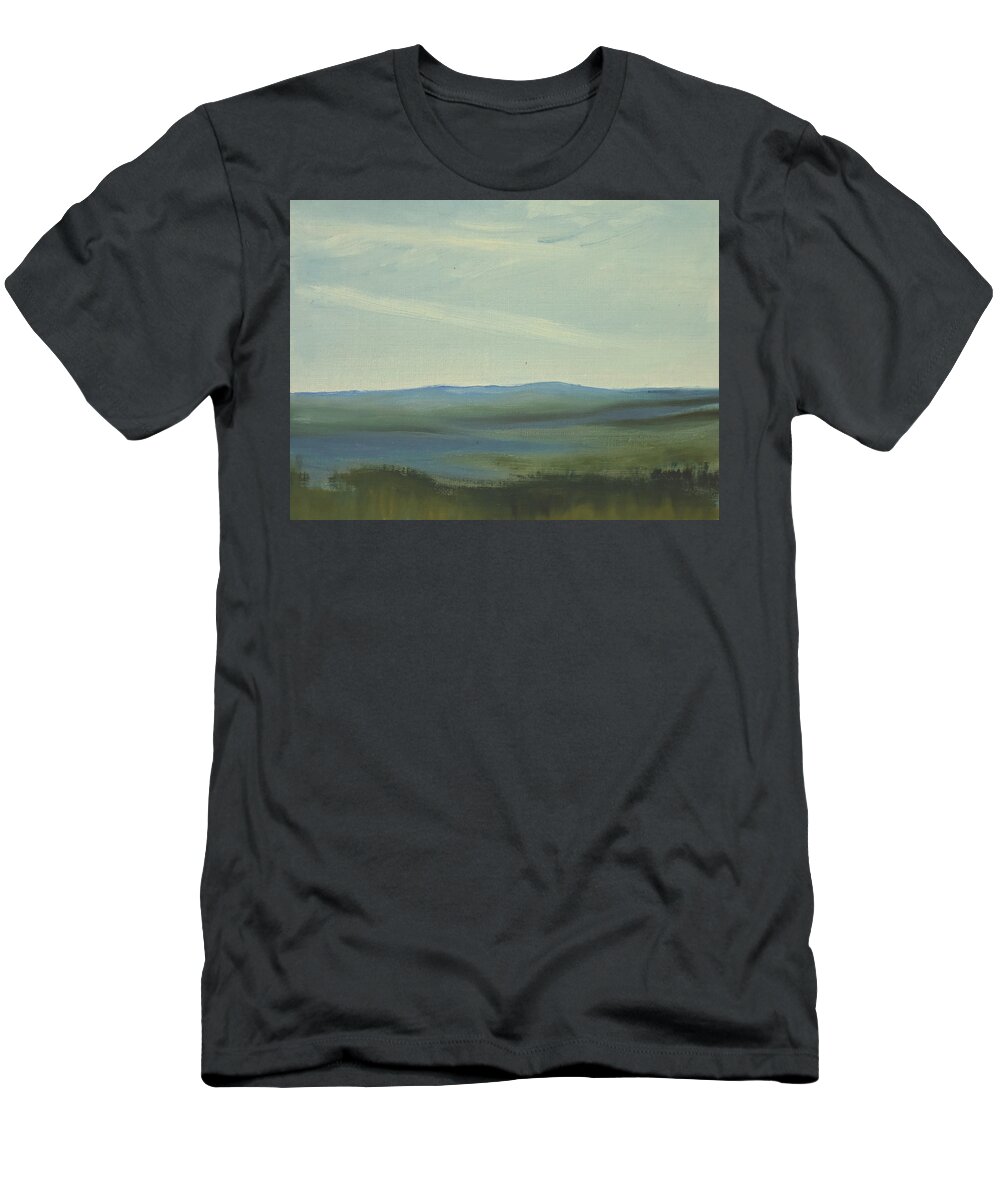 Landscape T-Shirt featuring the painting dagrar over salenfjallen- Shifting daylight over mountain ridges, 6 of 12_1247_75x100 cm by Marica Ohlsson
