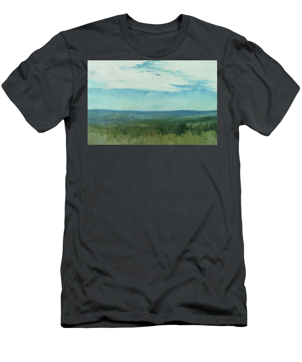Landscape T-Shirt featuring the painting dagrar over salenfjallen- Shifting daylight over mountain ridges, 3 of 12_0030_50x76 cm by Marica Ohlsson