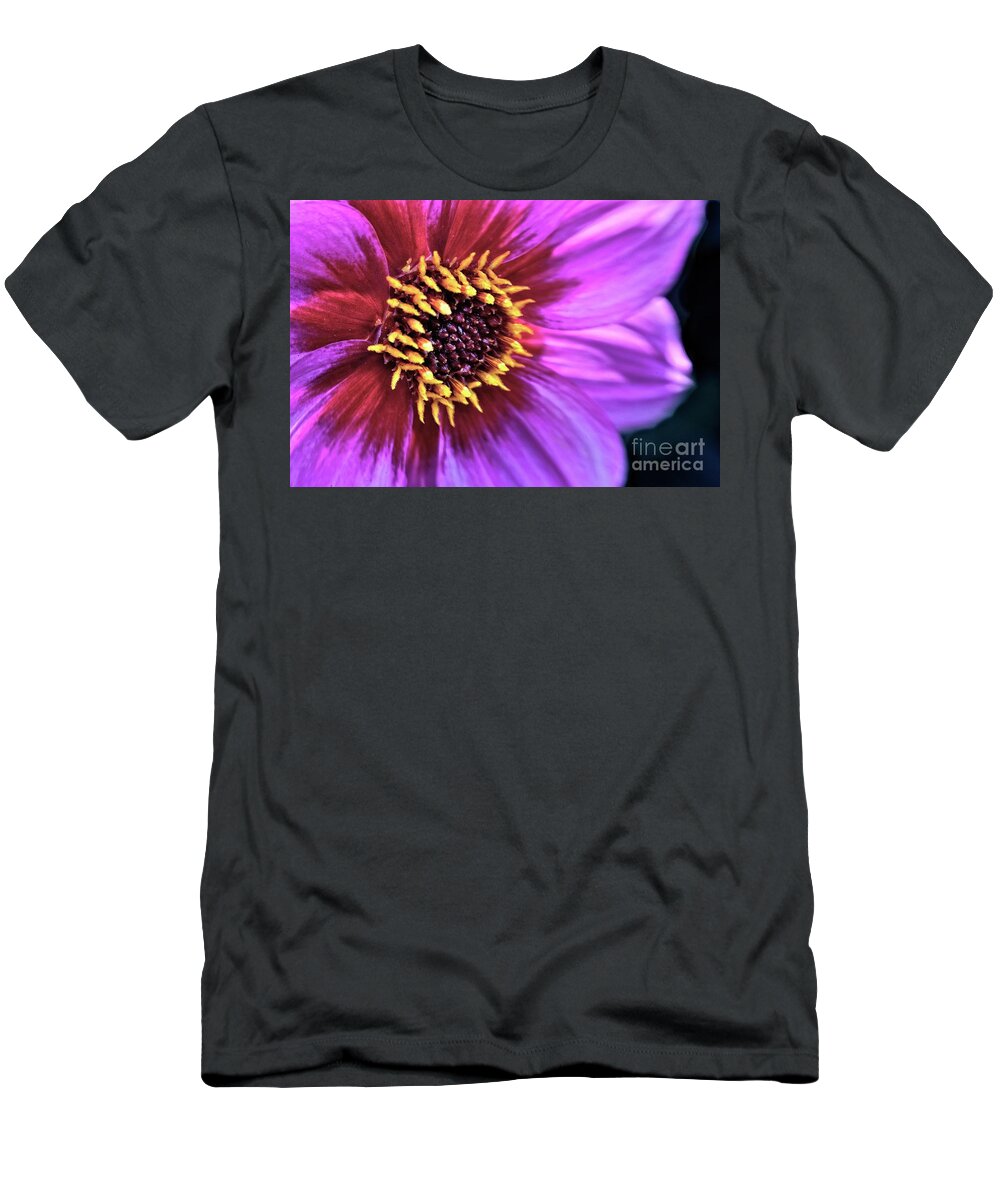 Red Dahlia Flower T-Shirt featuring the photograph Dahlia Flower Portrait by Martyn Arnold