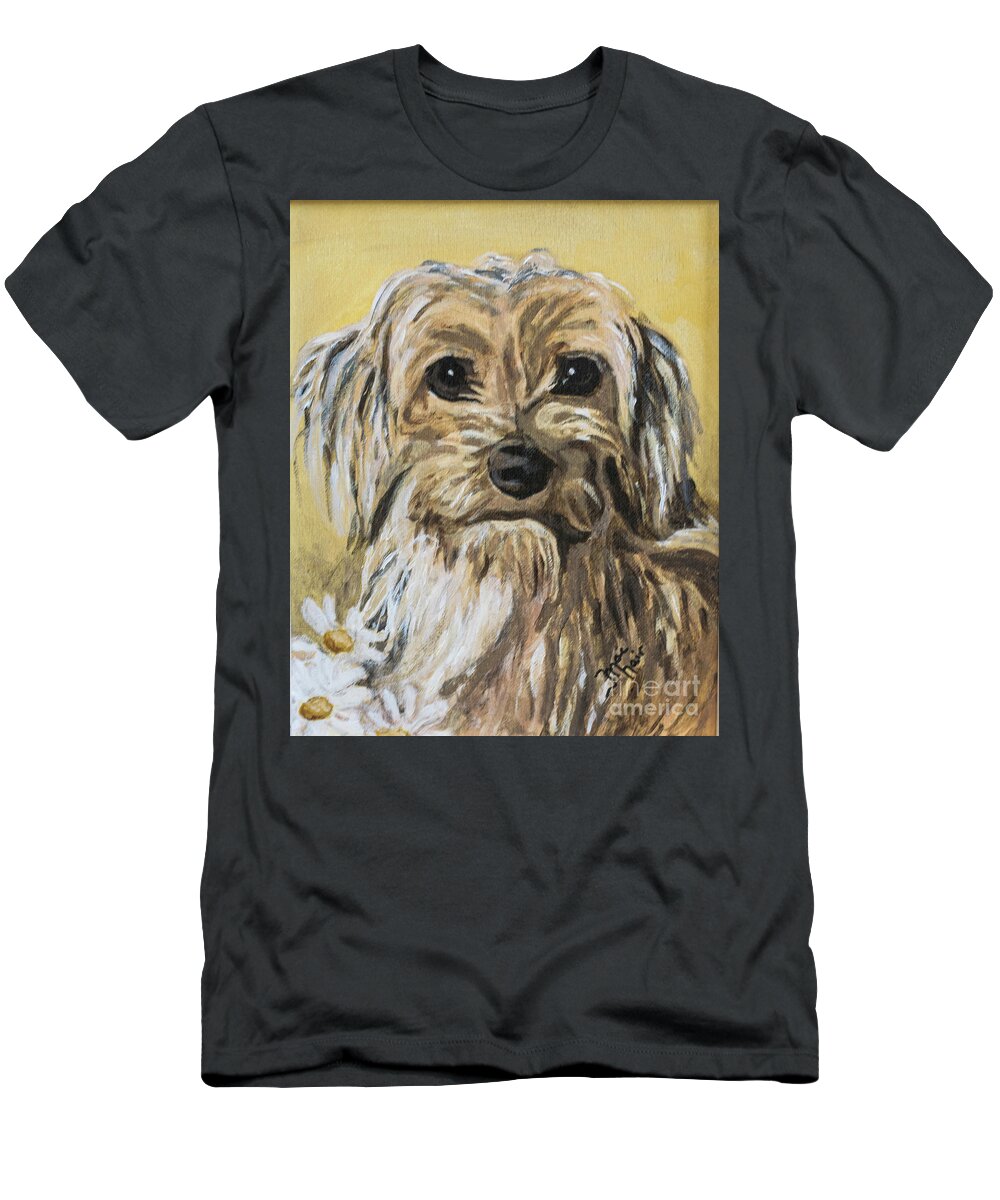 Dog T-Shirt featuring the painting Daisy by Jackie MacNair