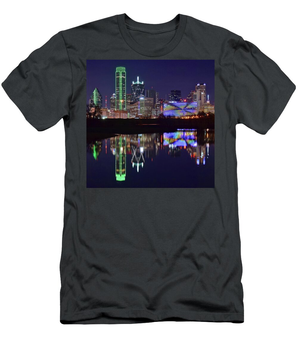 Dallas T-Shirt featuring the photograph Dallas Texas Squared by Frozen in Time Fine Art Photography