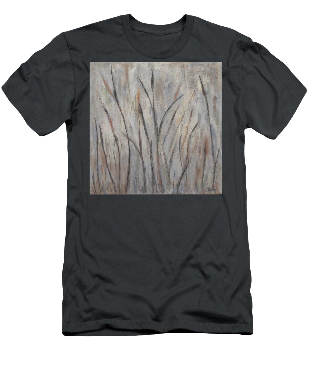 Landscape T-Shirt featuring the painting Dancing Cattails 2 by Trish Toro