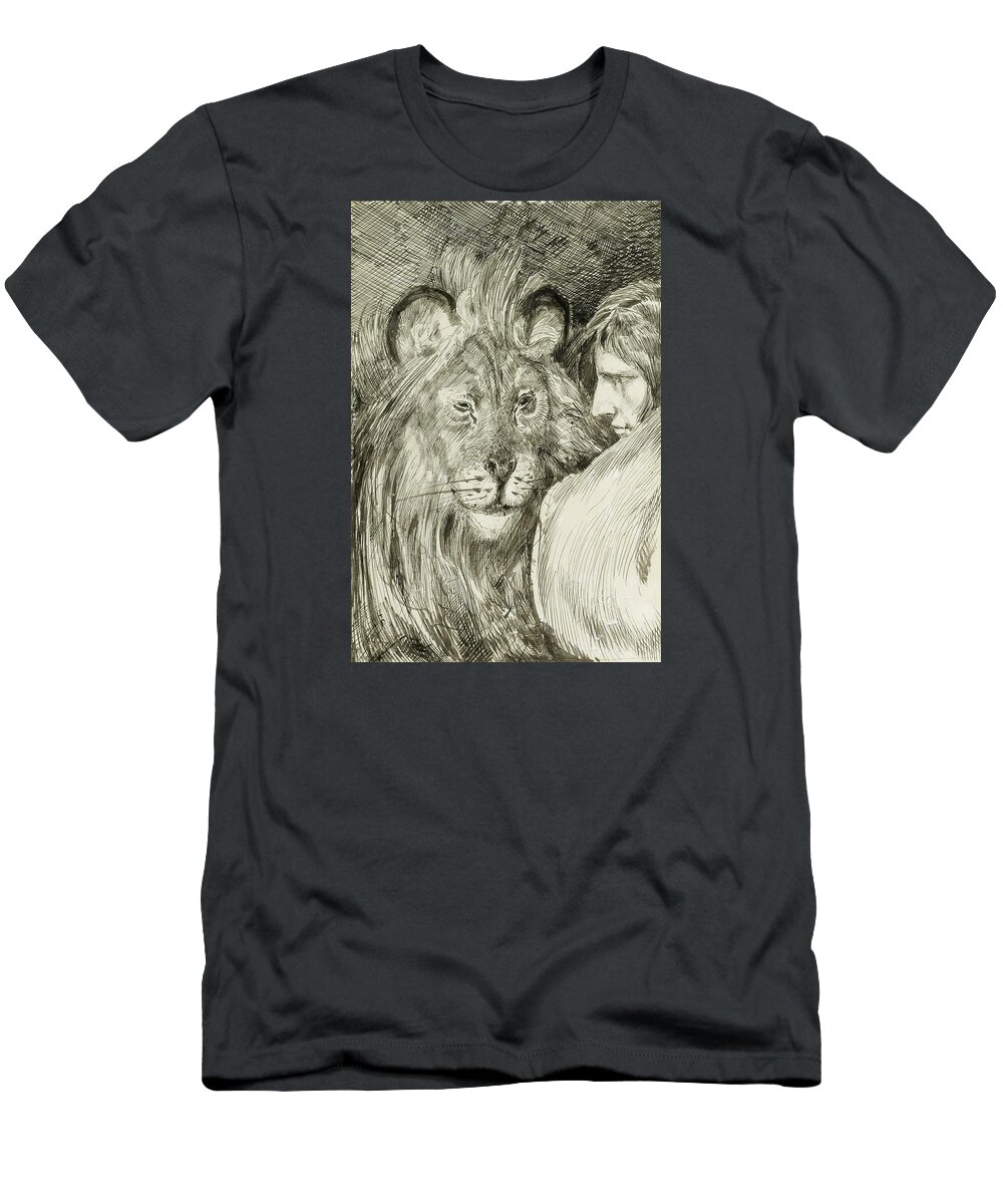 Max Klinger T-Shirt featuring the drawing Daniel in the Lion's Den by Max Klinger