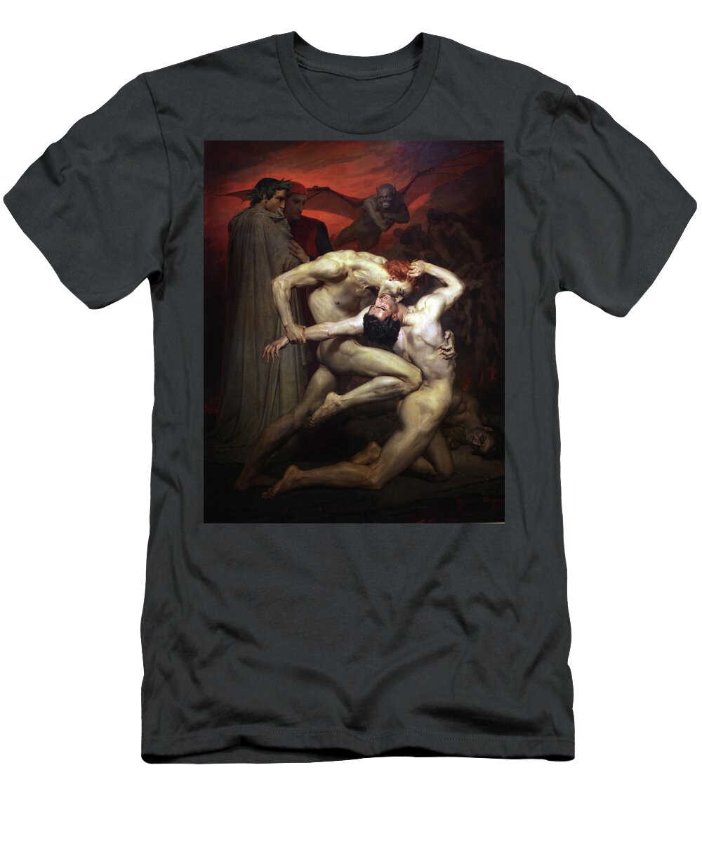 Dante And Virgil T-Shirt featuring the painting Dante and Virgil, 1850 by Vincent Monozlay