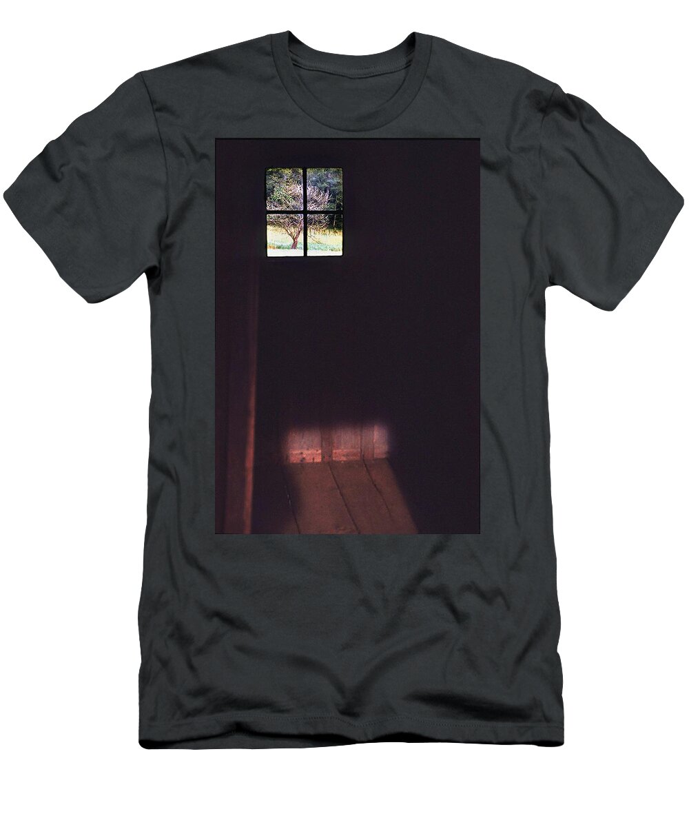 Cabin T-Shirt featuring the photograph Dark Cabin Window by Ted Keller