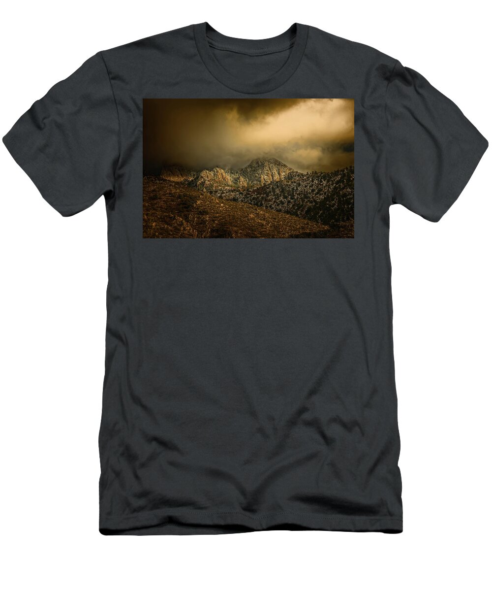 Landscape T-Shirt featuring the photograph Darkness Falls Over the Sandias by Michael McKenney