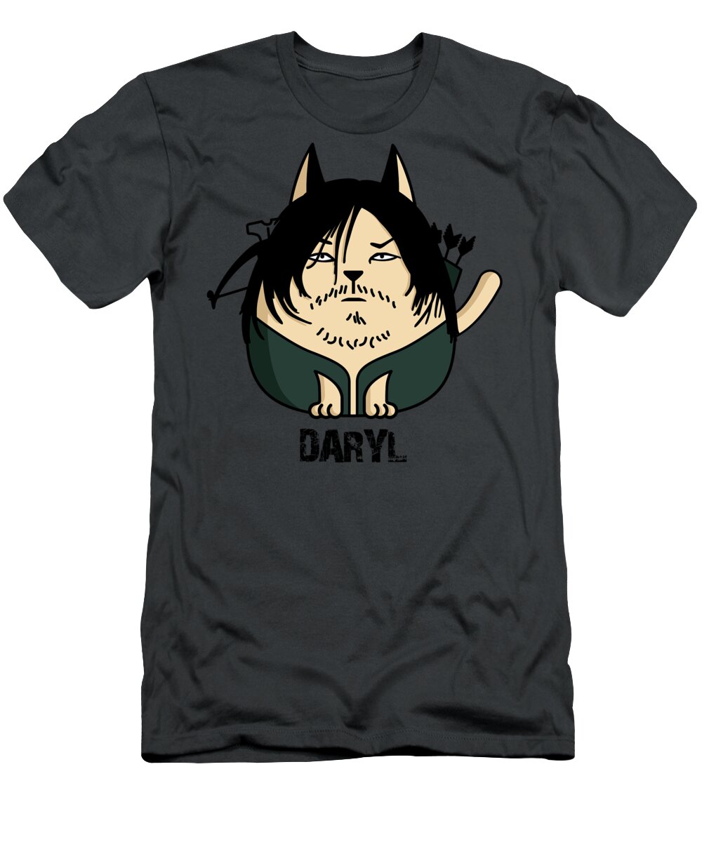 Daryl Dixon T-Shirt featuring the digital art Daryl the Cat by Giordano Aita