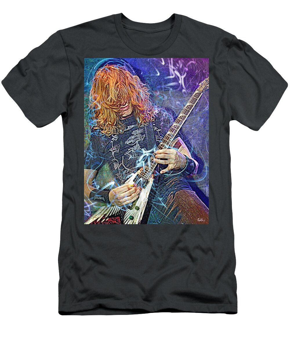 Dave Mustaine T-Shirt featuring the mixed media Dave Mustaine, Megadeth by Mal Bray