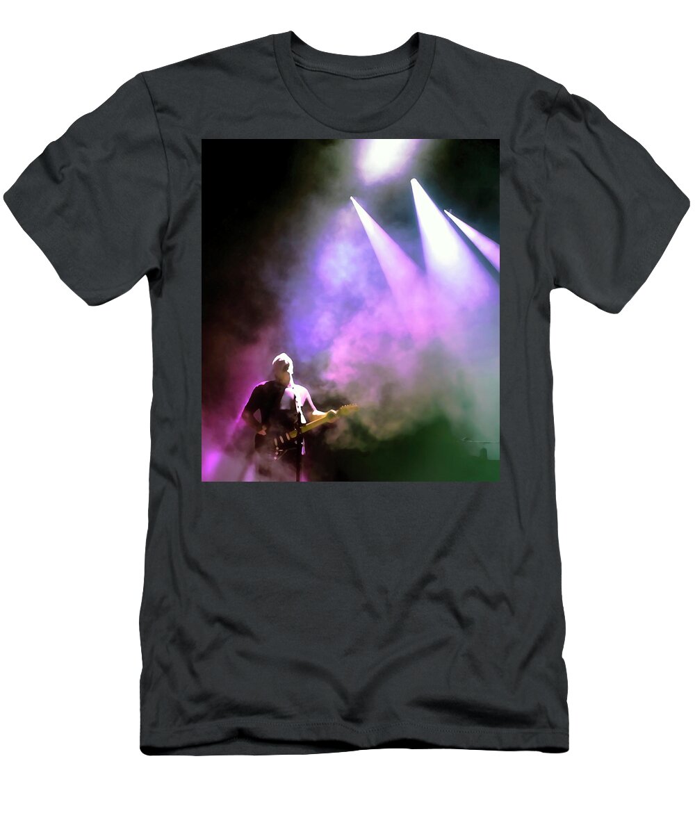 David Gilmour. Pink Floyd T-Shirt featuring the mixed media David Gilmour Live by Mal Bray