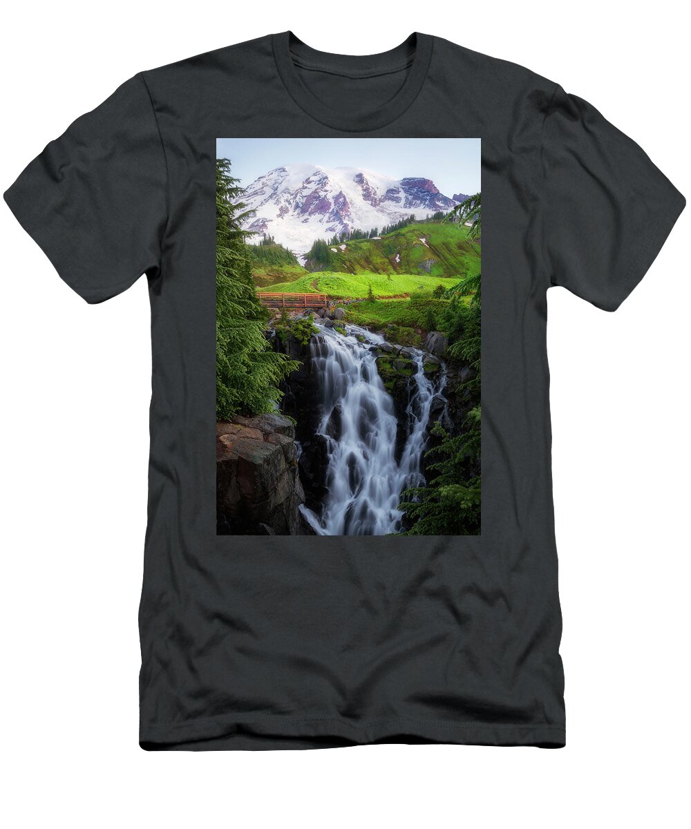 Myrtle Falls T-Shirt featuring the photograph Dawn at Myrtle Falls by Ryan Manuel