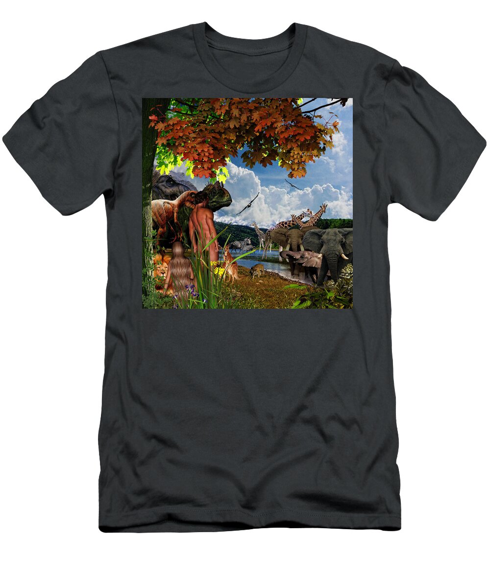 God's Creation T-Shirt featuring the digital art Day 6 II by Lourry Legarde