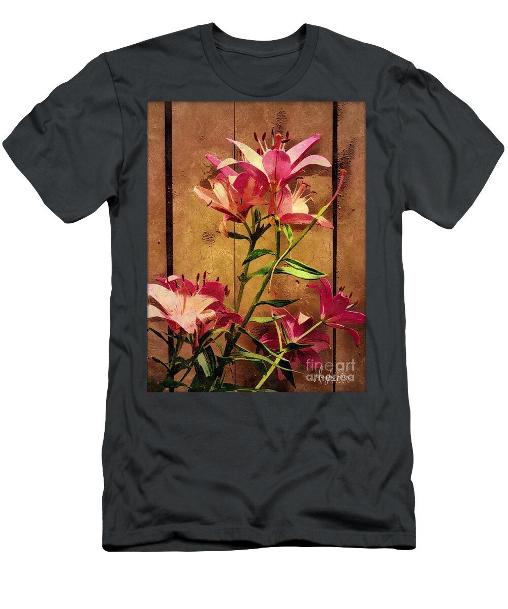 Mixmedia T-Shirt featuring the mixed media DayLiliys In Guilford , Conn by MaryLee Parker