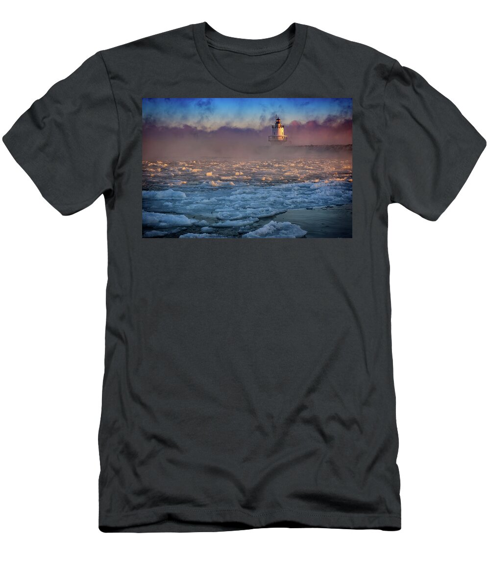 Spring Point T-Shirt featuring the photograph Deep Freeze at Spring Point Ledge Lighthouse by Rick Berk
