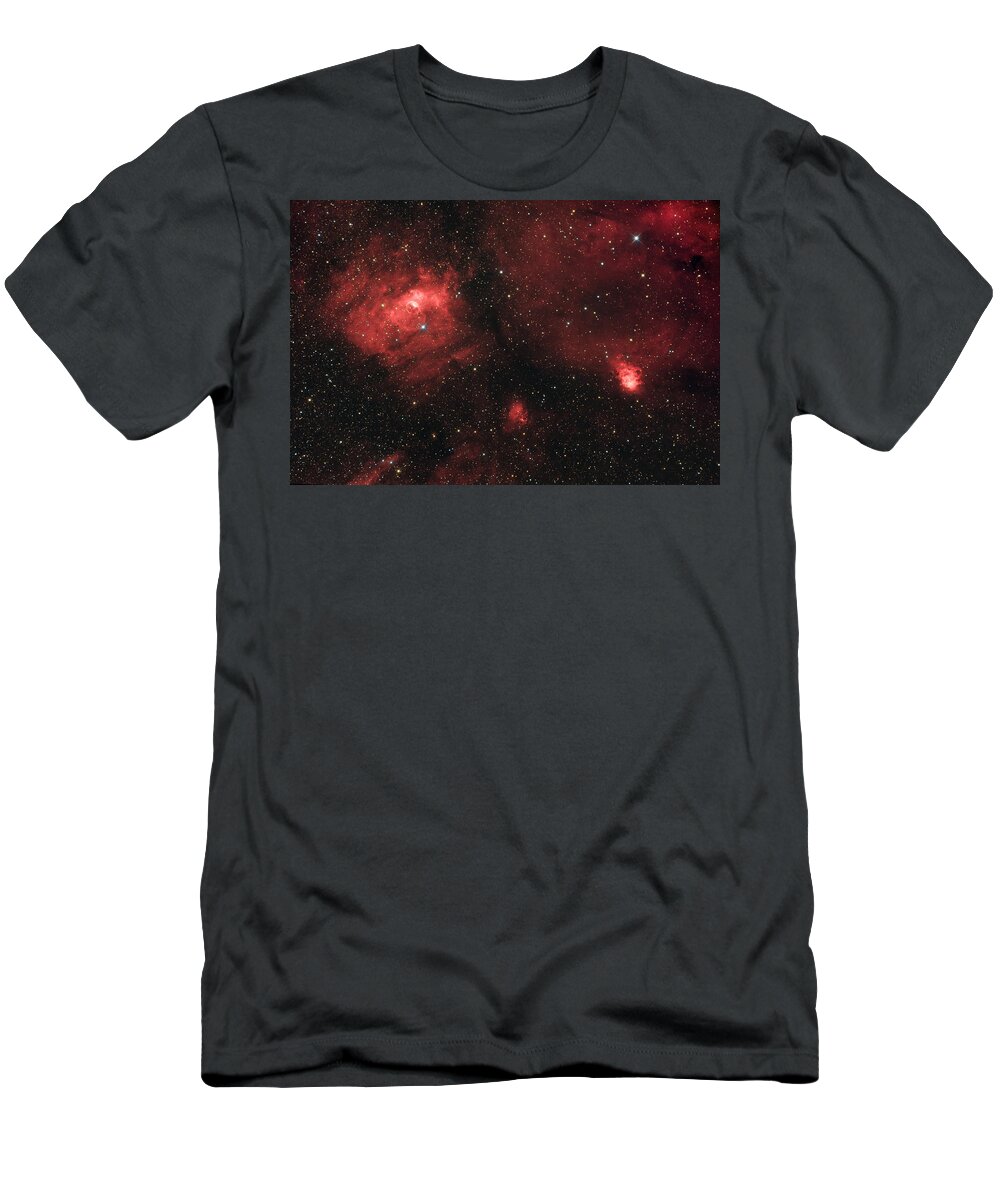 Red T-Shirt featuring the photograph Deep space Bubble Nebula NGC 7635 in constellation Cassiopeia by Lukasz Szczepanski