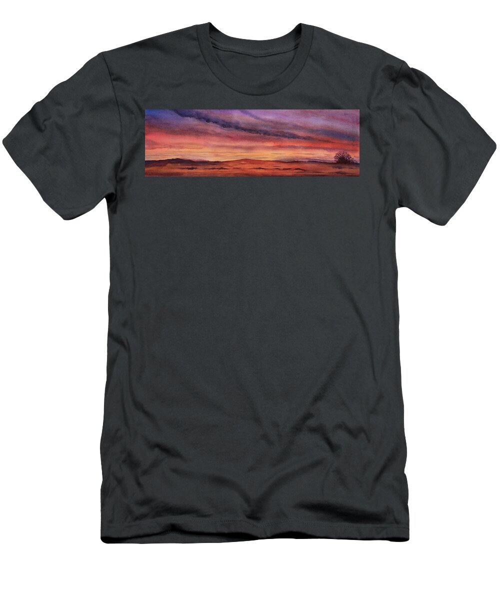Desert T-Shirt featuring the painting Desert Sunset by Ruth Kamenev