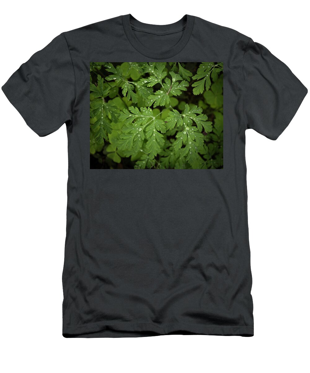 Flora T-Shirt featuring the photograph Dewey Leaves by Jon Ares