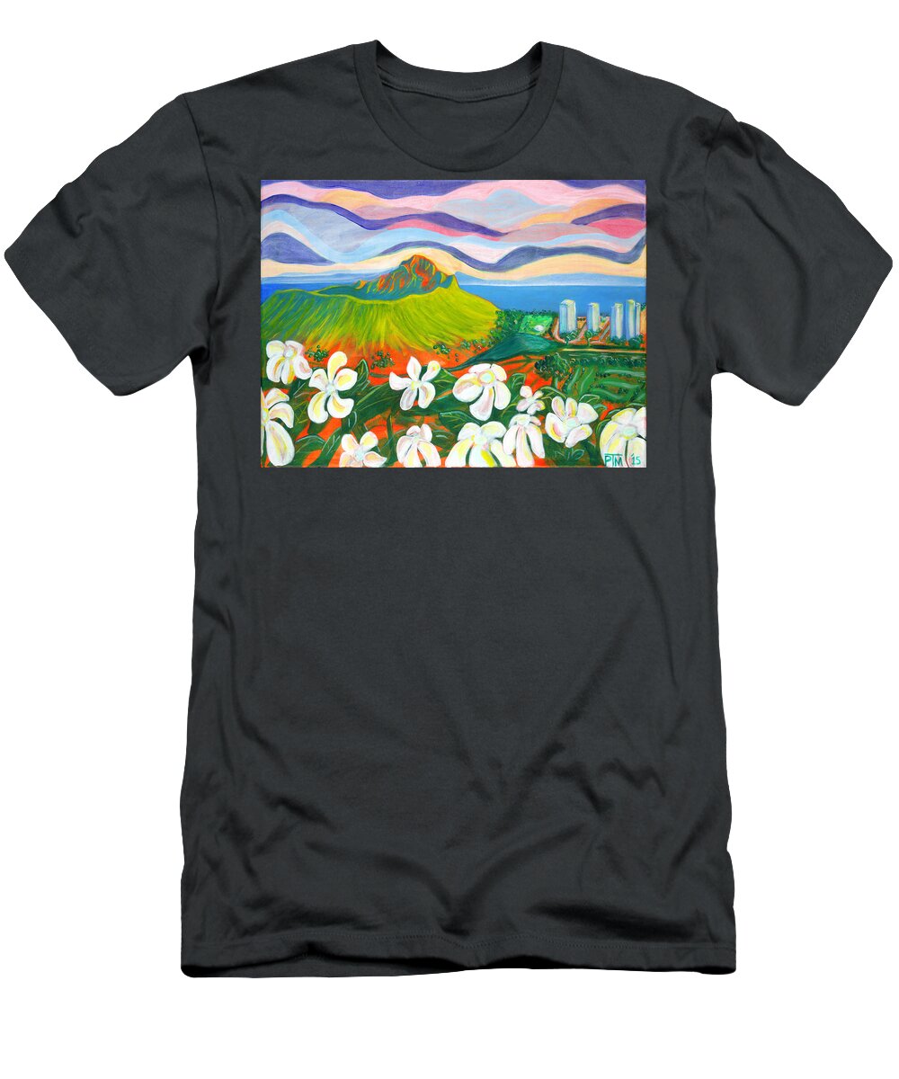 Surreal T-Shirt featuring the painting Diamond Head Sunset by Parker Mason