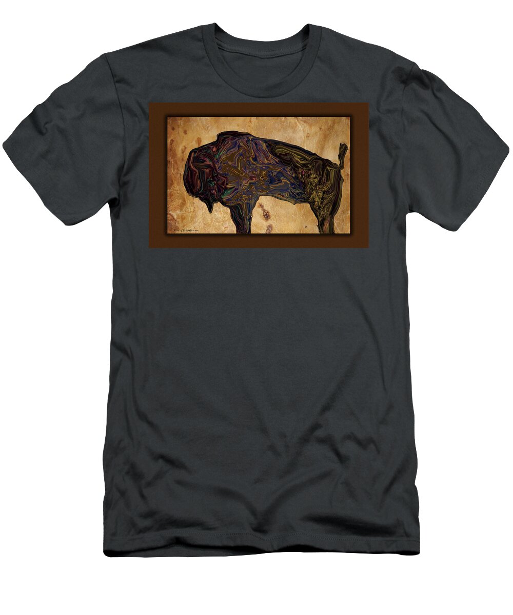 Bison T-Shirt featuring the digital art Montana Bison by Kae Cheatham