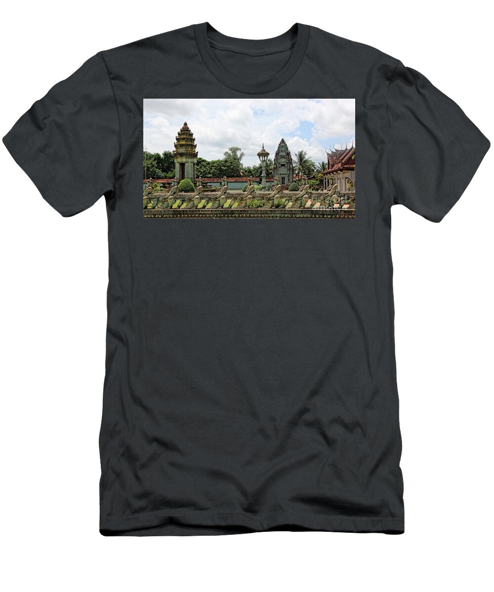 Angkor Wat T-Shirt featuring the photograph Digital Cambodia Architecture by Chuck Kuhn