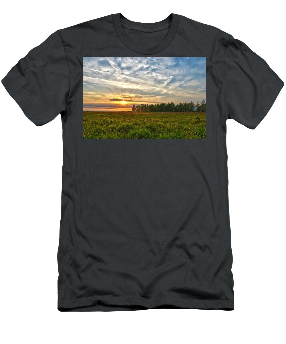 Dutch T-Shirt featuring the photograph Dintelse Gorzen Sunset by Frans Blok