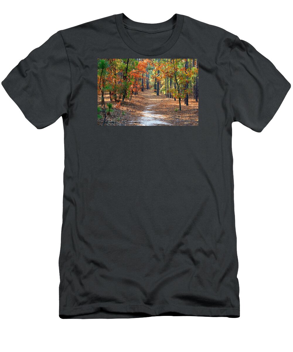Autumn Scene T-Shirt featuring the photograph Autumn Scene Dirt Road by Joseph C Hinson
