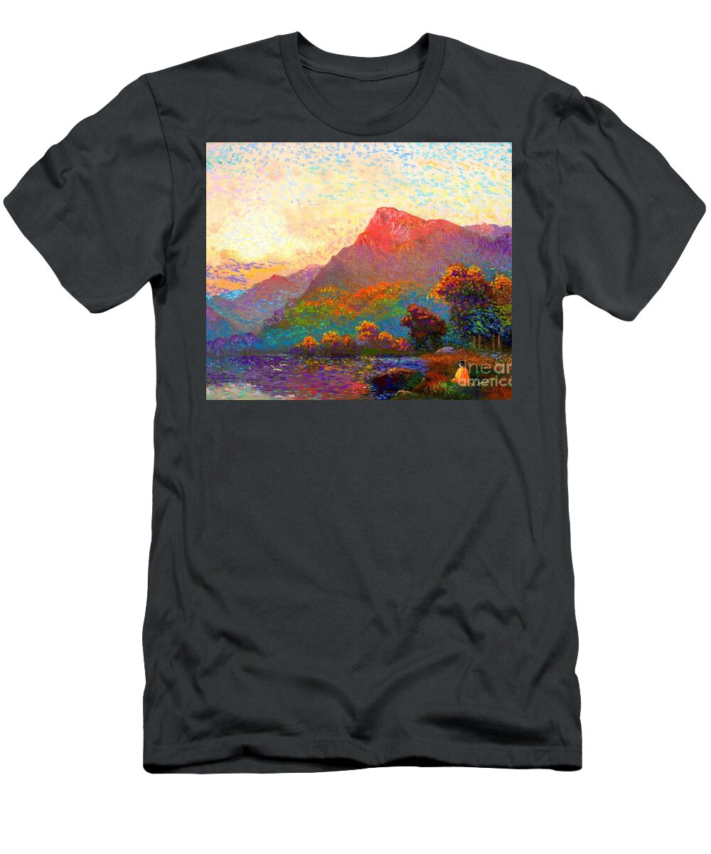 Meditation T-Shirt featuring the painting Buddha Meditation, Divine Light by Jane Small