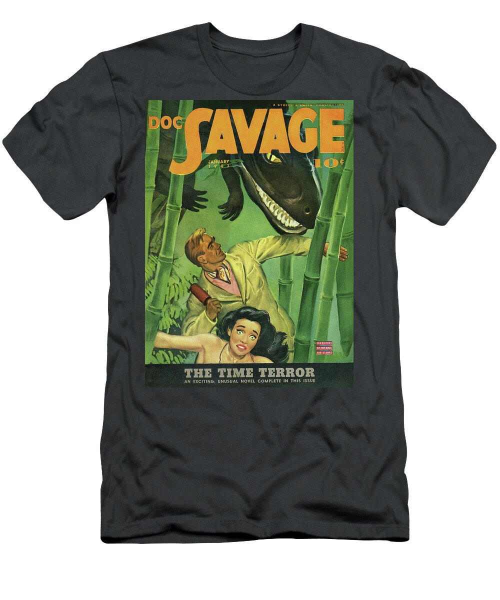 Comic T-Shirt featuring the drawing Doc Savage The Time Terror by Conde Nast