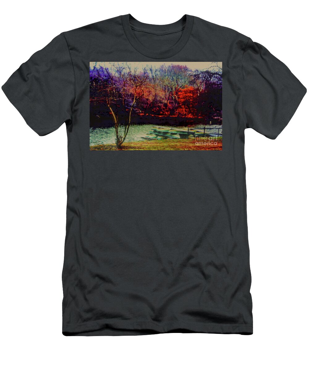 Landscape T-Shirt featuring the photograph Dock at Central Park by Sandy Moulder