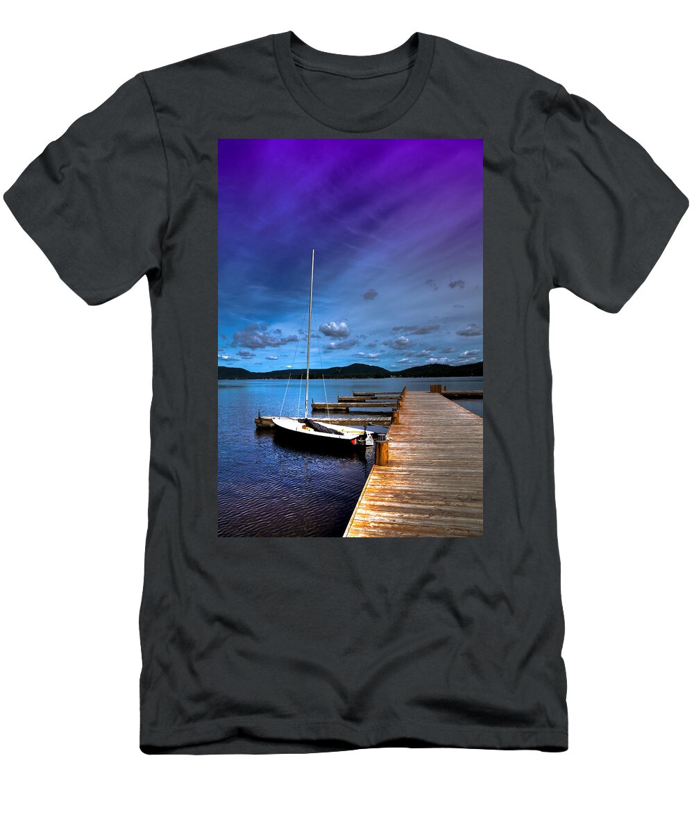 Docked On Fourth Lake T-Shirt featuring the photograph Docked on Fourth Lake by David Patterson