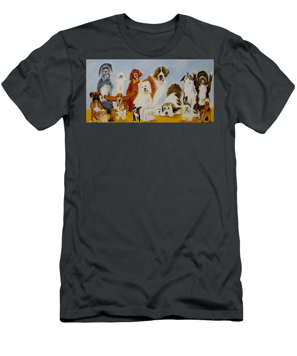 Dogs T-Shirt featuring the painting Dogs Are People Too by Debra Campbell