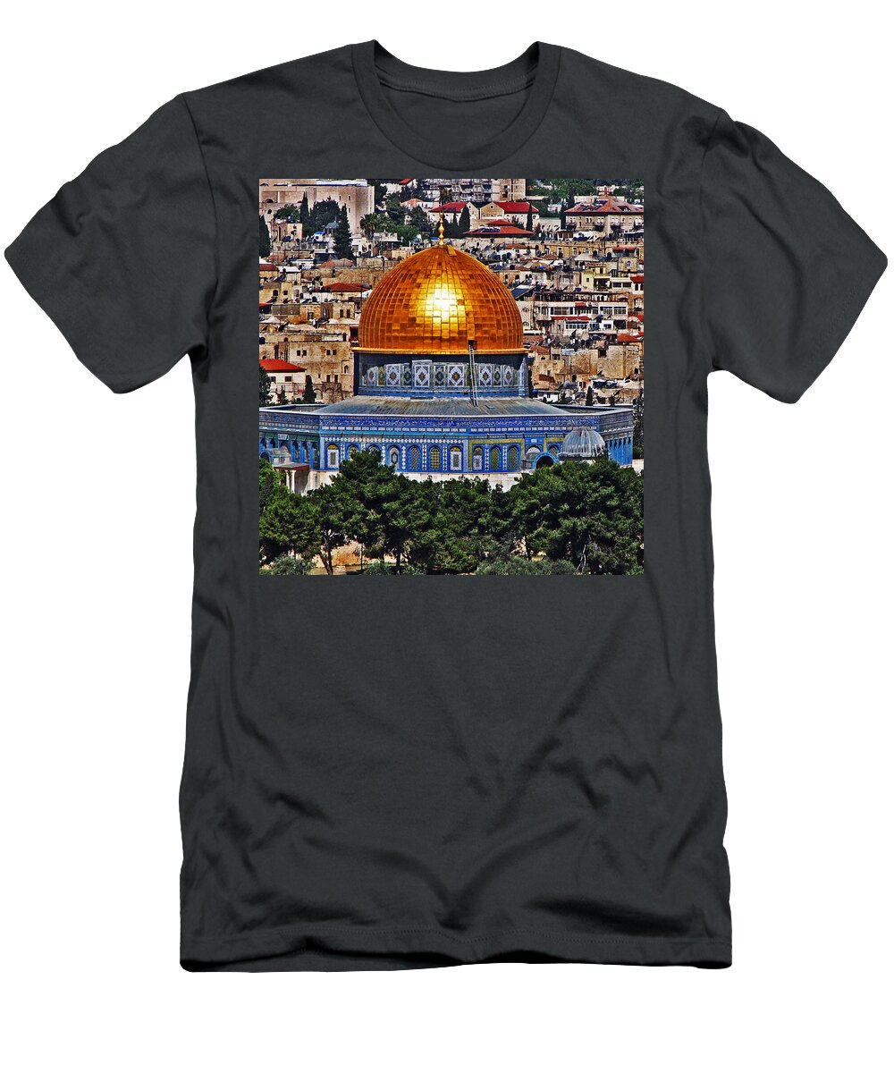 Jerusalem T-Shirt featuring the photograph Dome of the Rock by T Guy Spencer