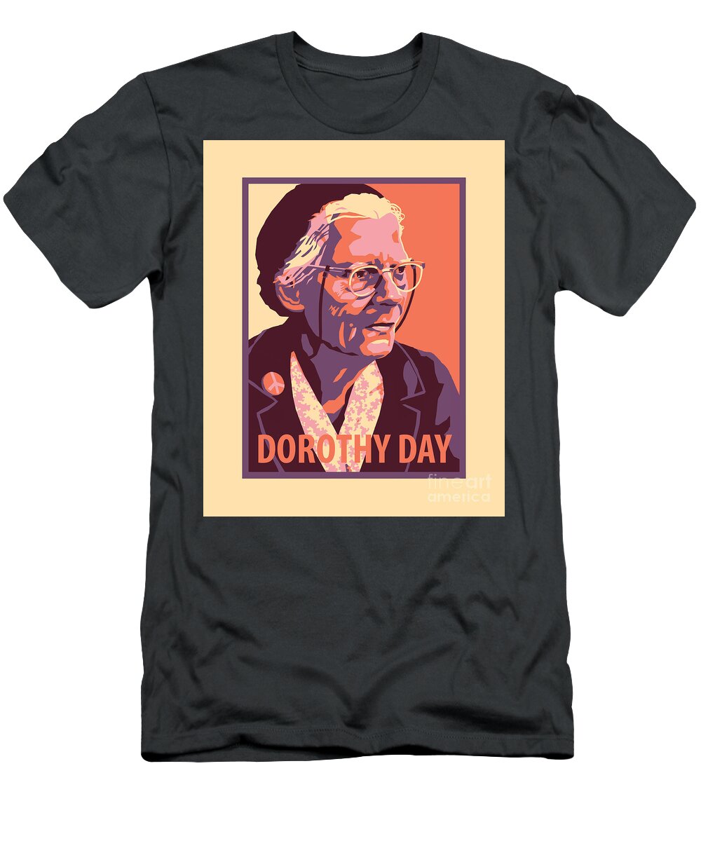 Dorothy Day T-Shirt featuring the painting Dorothy Day, Elder - JLDDE by Julie Lonneman