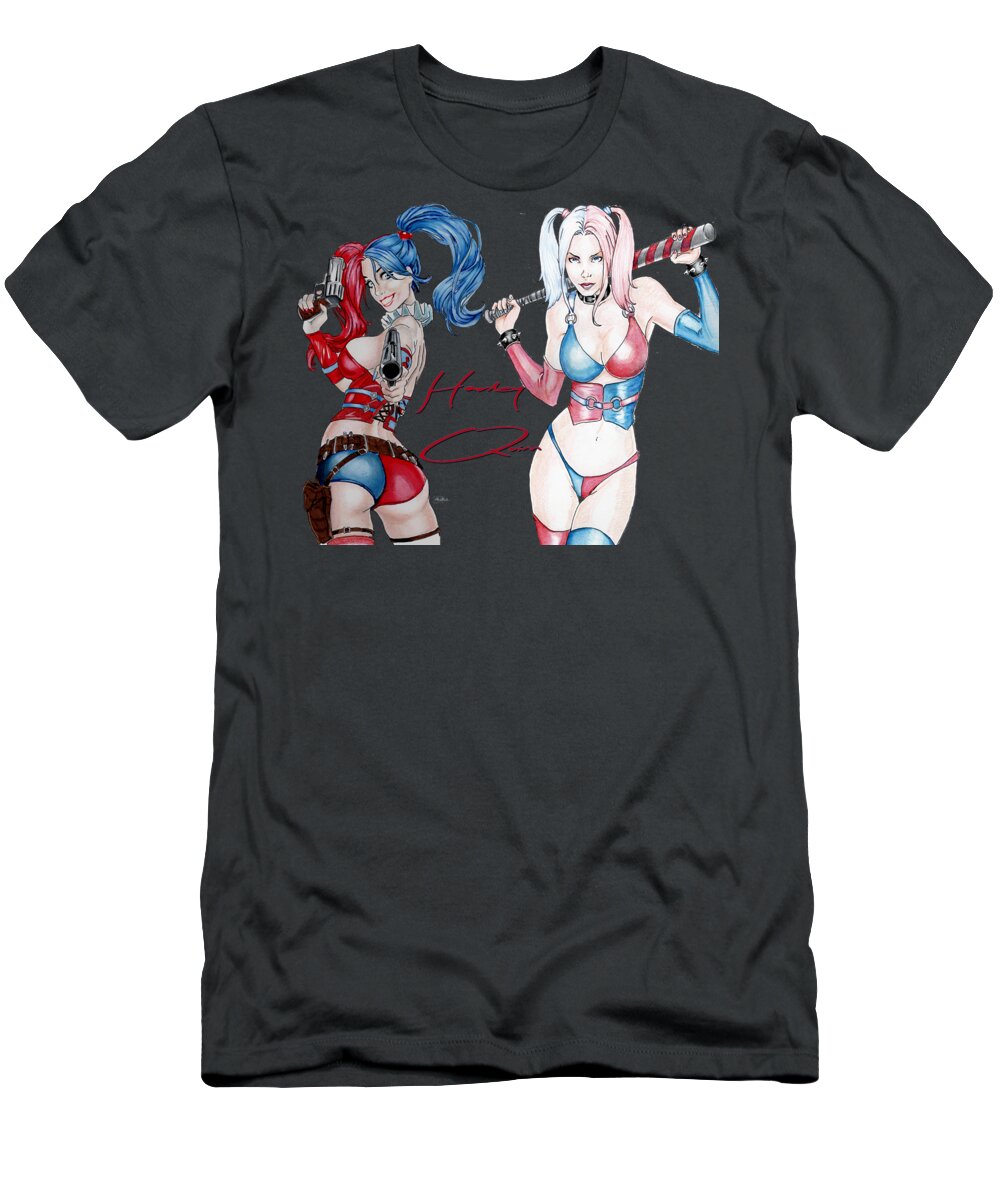 Harley T-Shirt featuring the drawing Double Trouble by Bill Richards