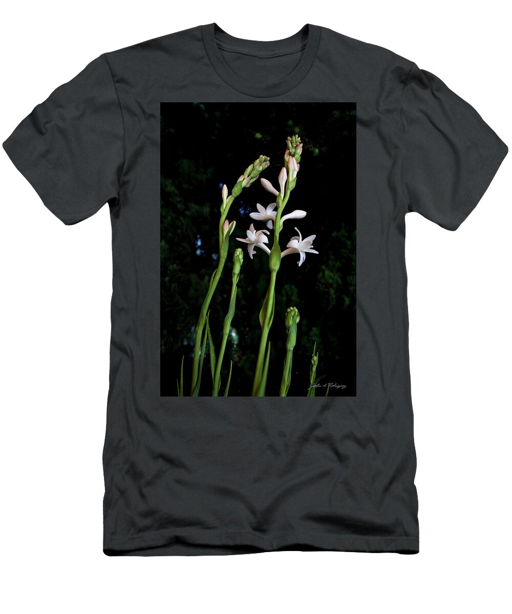 Tuberose T-Shirt featuring the photograph Double Tuberose in Bloom by John A Rodriguez