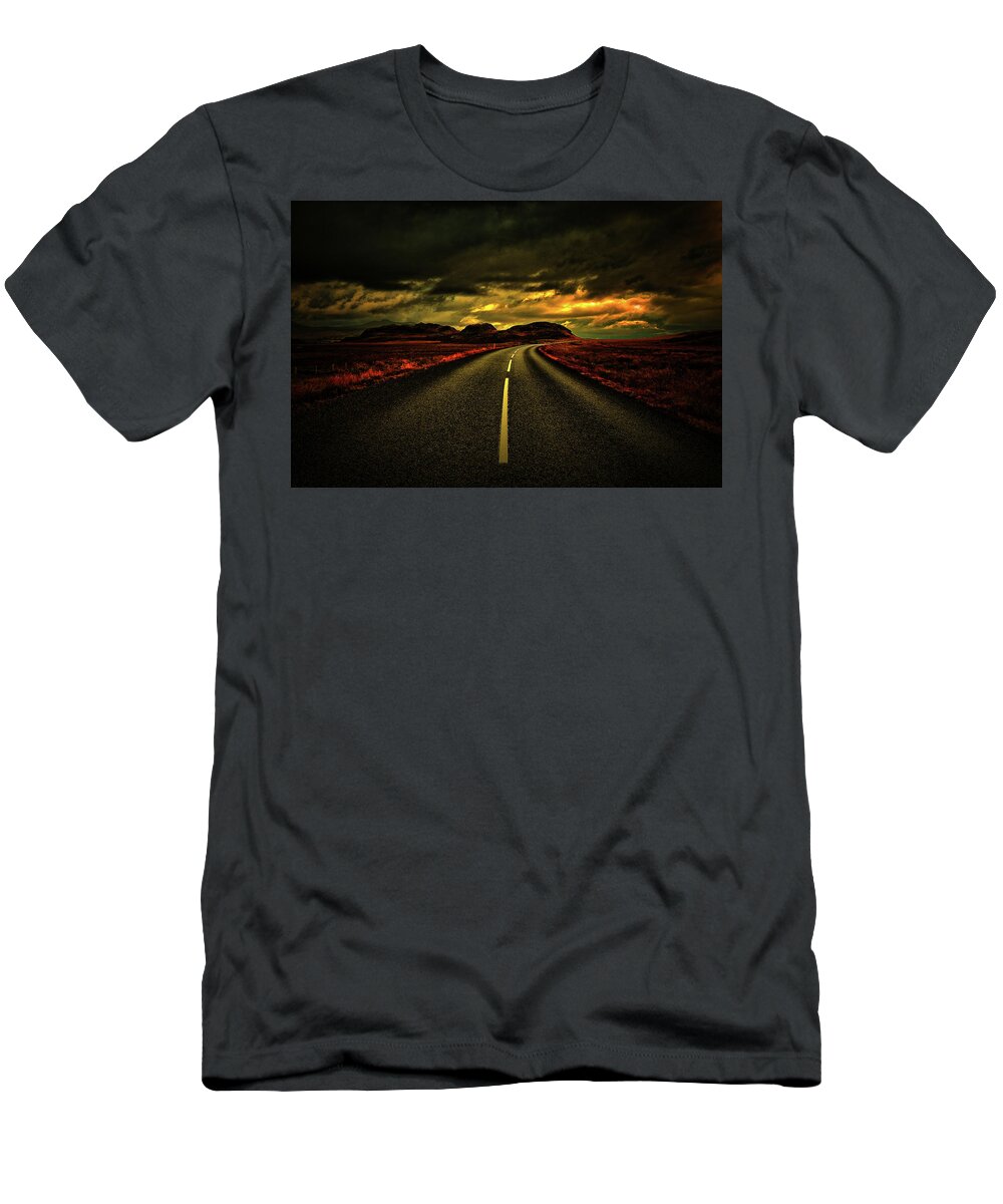 Road T-Shirt featuring the photograph Down The Road by Scott Mahon