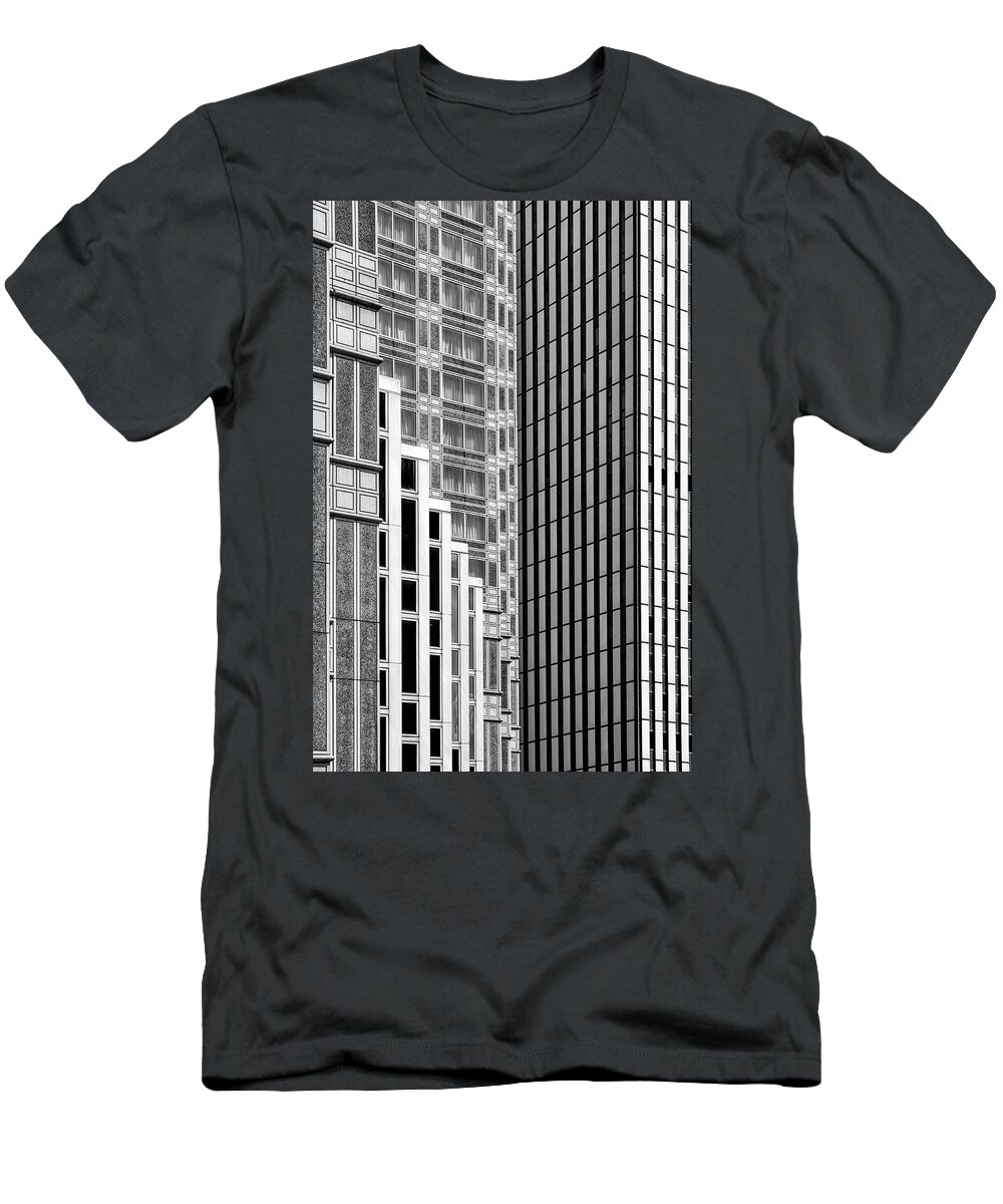 Pittsburgh T-Shirt featuring the photograph Downtown Pittsburgh Architecture Design - Black and White by Mitch Spence