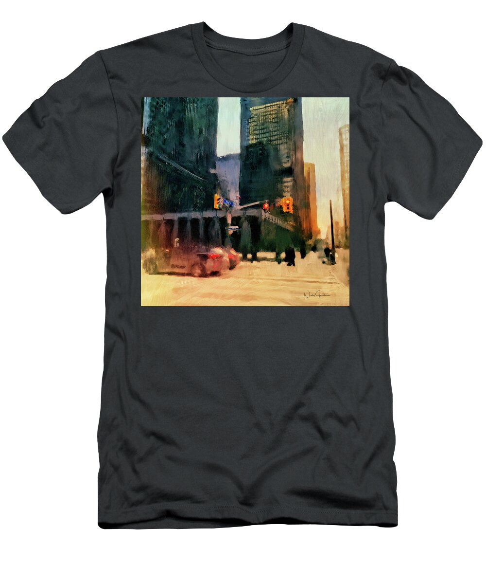 Toronto T-Shirt featuring the digital art Downtown Toronto King and Bay by Nicky Jameson