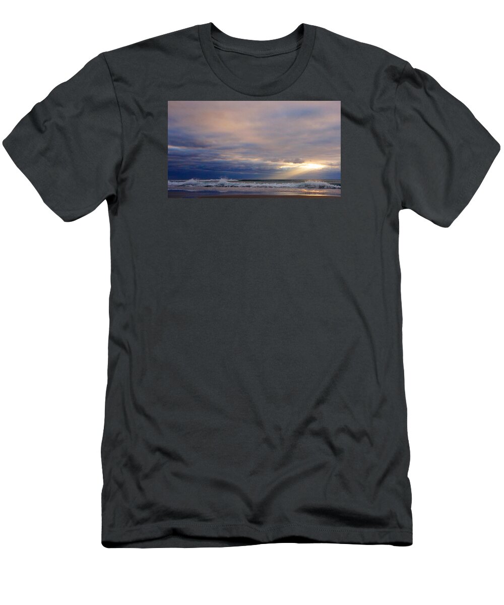Sunrise T-Shirt featuring the photograph Dramatic Wave Sunrise by Lawrence S Richardson Jr