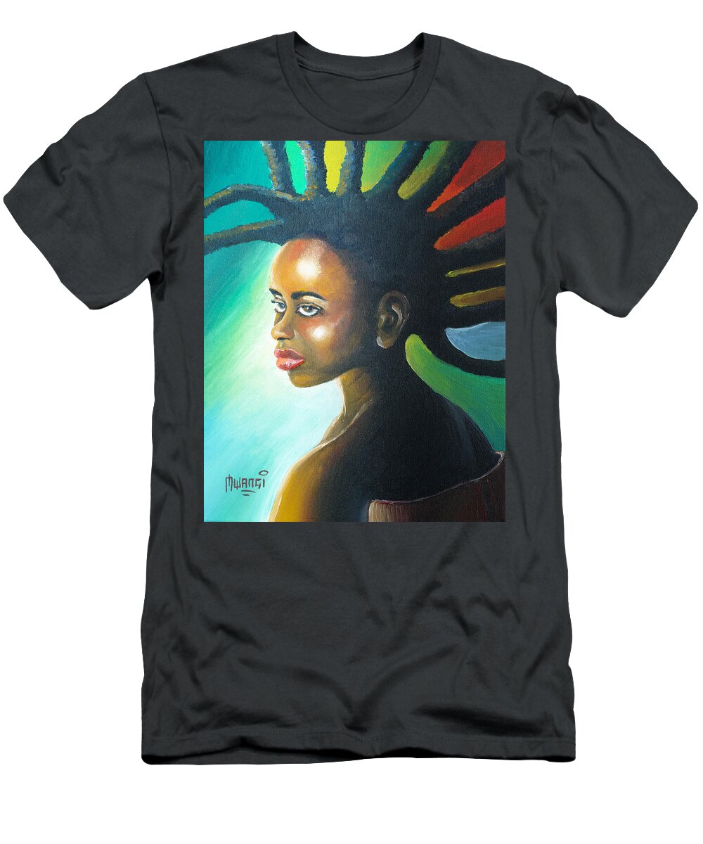 Bob T-Shirt featuring the painting Dreadlocks Rasta by Anthony Mwangi