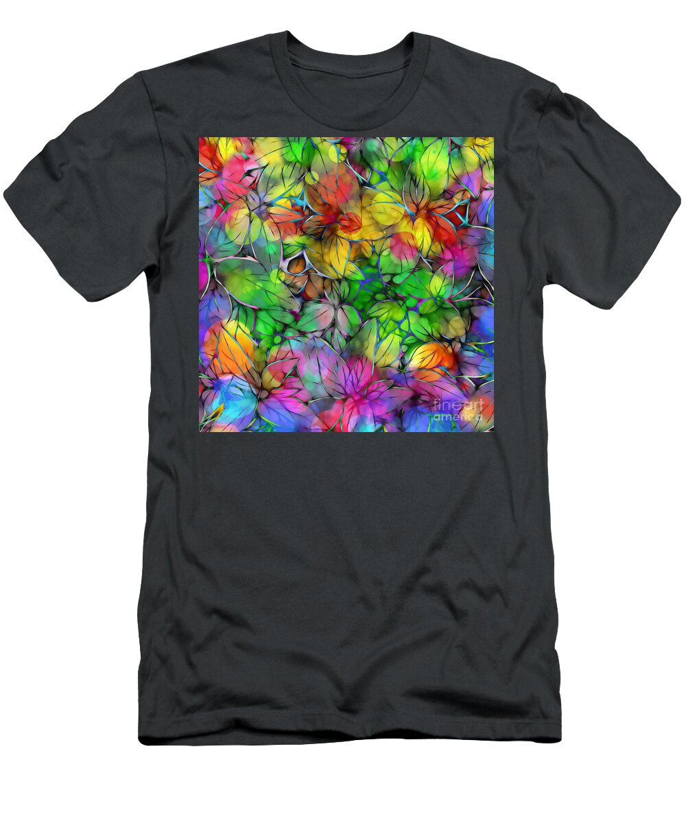 Abstract T-Shirt featuring the digital art Dream Colored Leaves by Klara Acel