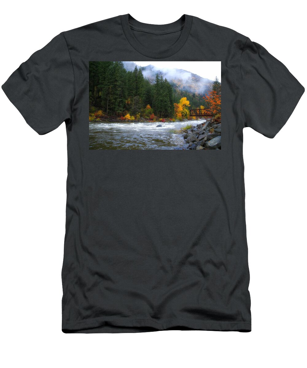Dreamy Fall On The Wenatchee 2 T-Shirt featuring the photograph Dreamy Fall on the Wenatchee 2 by Lynn Hopwood