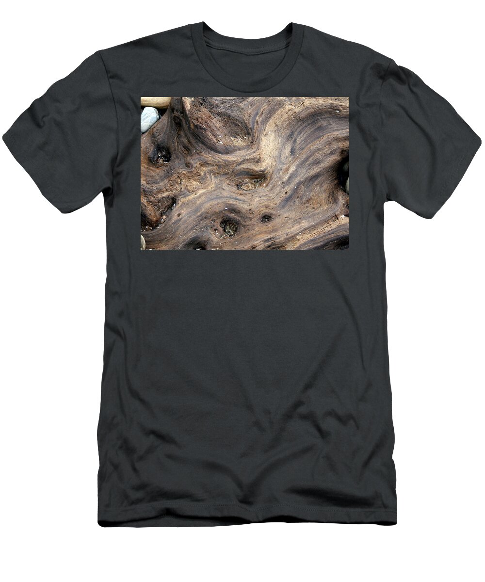 Horizontal T-Shirt featuring the photograph Driftwood and Stone by Valerie Collins