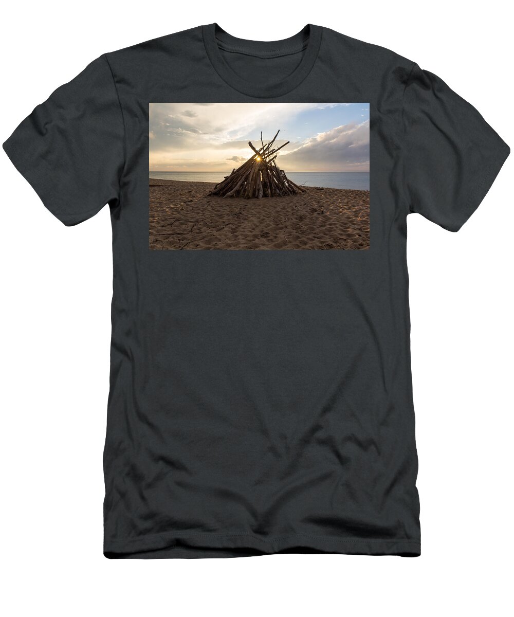 Landscape T-Shirt featuring the photograph Driftwood Sunsets by Lee and Michael Beek