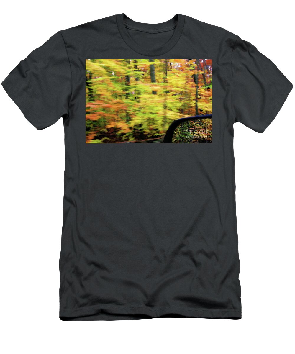 Leaves T-Shirt featuring the digital art Driveby Shooting No.3 Hindsight's 20-20 by Xine Segalas