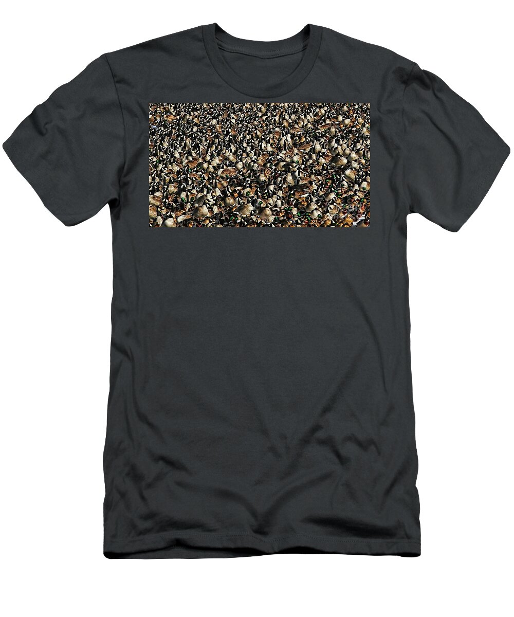 Nature Abstraction T-Shirt featuring the photograph Duck Geese Abstraction by Elizabeth Winter