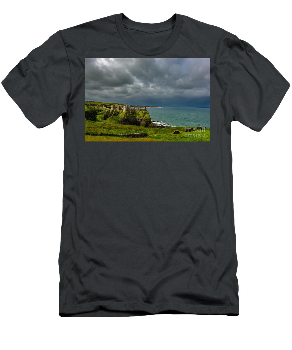 Castle T-Shirt featuring the photograph Dunluce Castle in Northern Ireland by Andreas Berthold