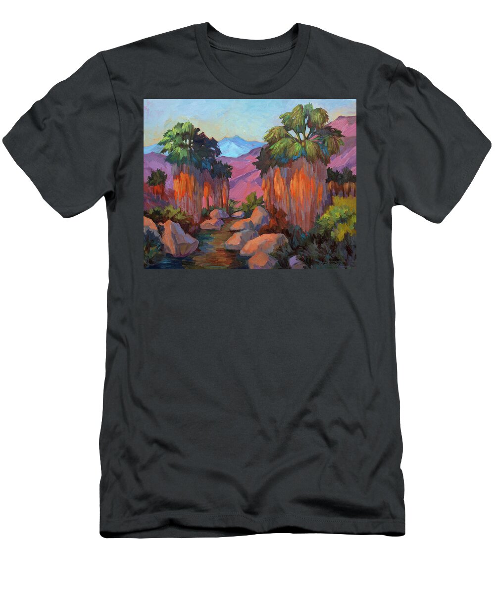 Early Morning T-Shirt featuring the painting Early Morning at Indian Canyon by Diane McClary